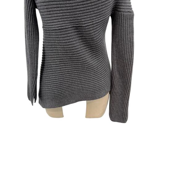JOSEPH Off the Shoulder Asymmetric Ribbed Sweater Wool Gray Size XS - Picture 9 of 13